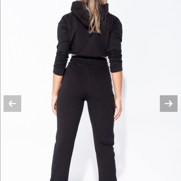 Black Cropped Hoodie & Jogger Lounge Set - Picture 5 of 8